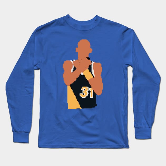 Reggie Miller Choke Sign (Pixel Art) Long Sleeve T-Shirt by rattraptees